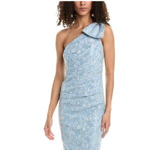 Teri Jon One by Ricki Freeman One Shoulder Bow Jacquard Gown Long Dress NWT $995